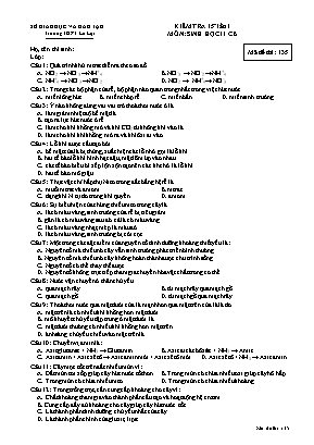 Đề kiểm tra 15 phút học kì I môn Sinh học Lớp 11 lần 1 (Ban cơ bản) - Mã đề 135 - Trường THPT Lê Lợi